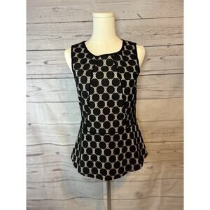 Weston Wear Anthropologie Black White Polka Dot Peplum Top Size Small